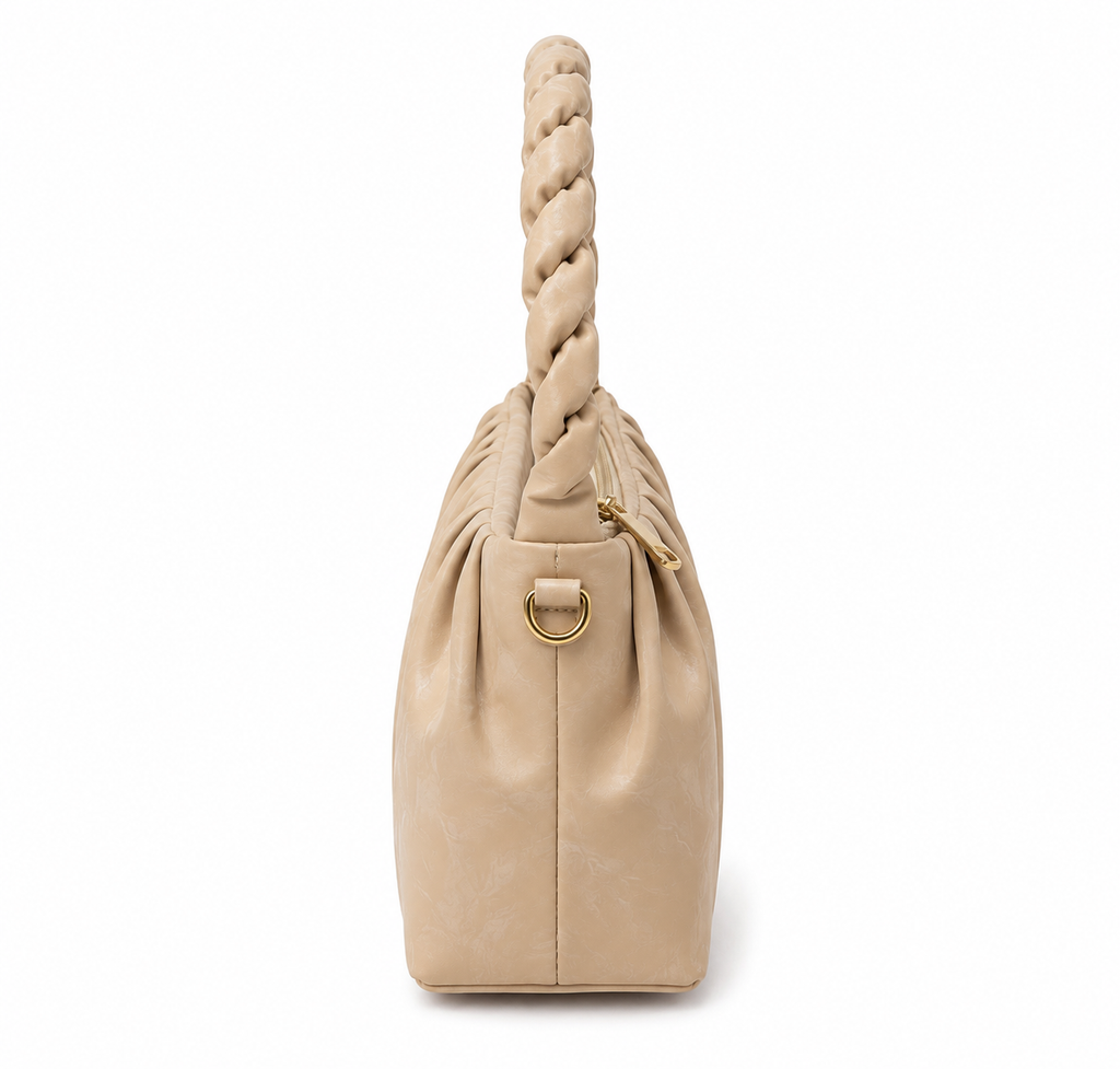 NAYARA Ruched Shoulder Bag for Women | Premium Vegan Leather | Convertible Shoulder & Crossbody Handbag