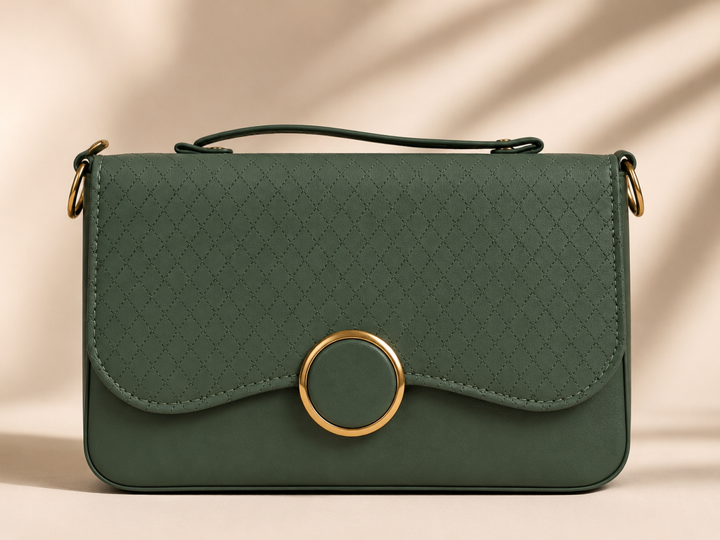 NAYARA Quilted Flap Shoulder Bag – Sage Green