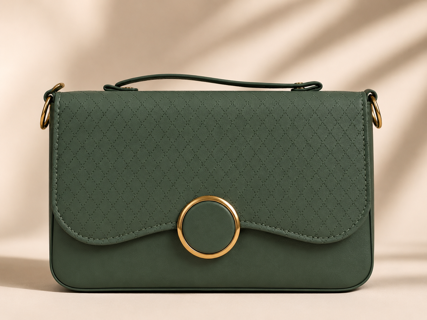 NAYARA Quilted Flap Shoulder Bag – Sage Green