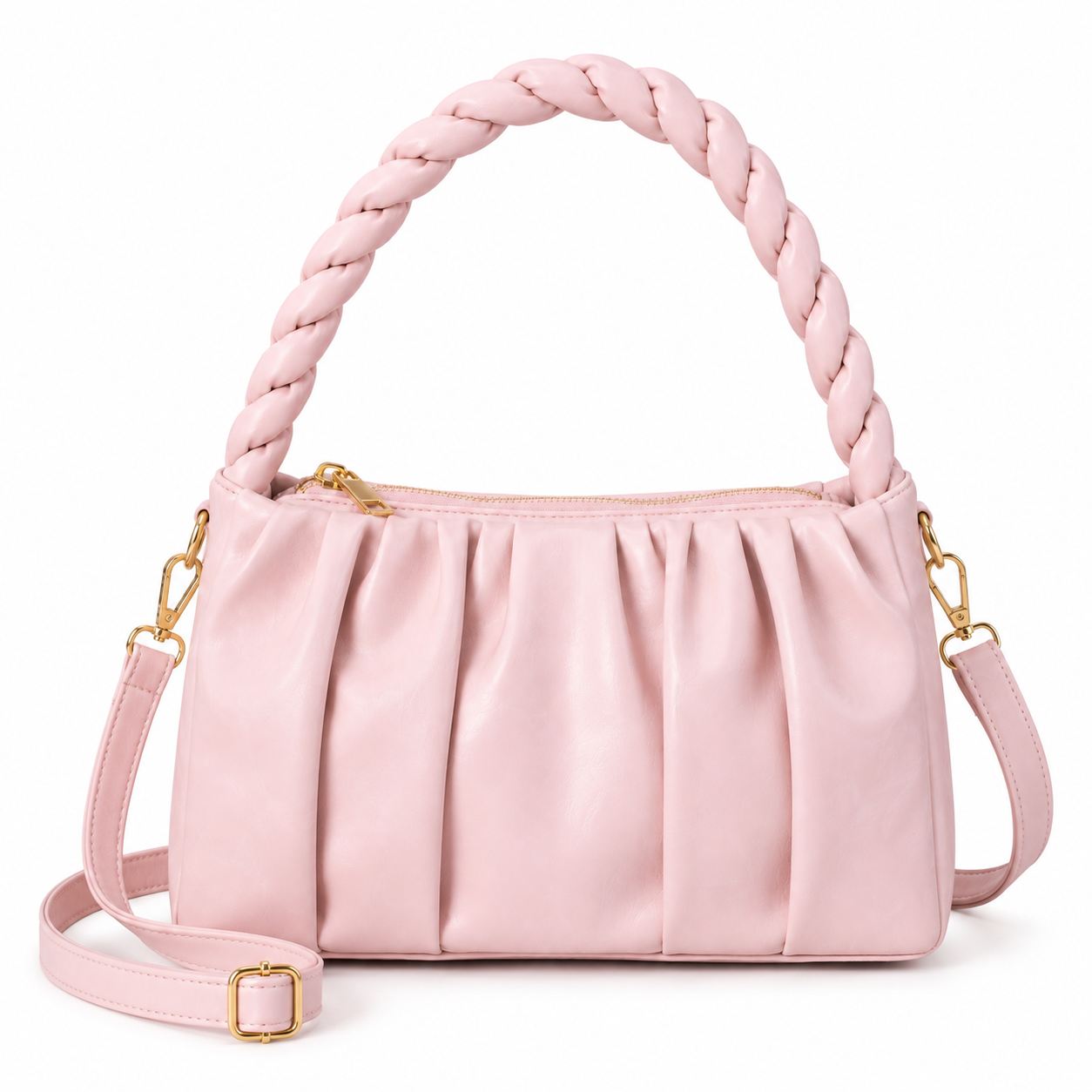 NAYARA Ruched Shoulder Bag for Women | Premium Vegan Leather | Convertible Shoulder & Crossbody Handbag