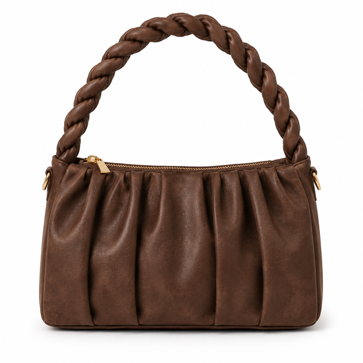 NAYARA Ruched Shoulder Bag for Women | Premium Vegan Leather | Convertible Shoulder & Crossbody Handbag